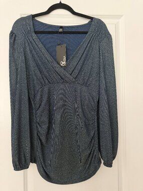 Blue and gold shimmer blouse